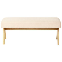 Wyld And Coco 2-Seater Sofa And Bench Set, Off-White Boucle With Light Brown Rubberwood Legs, 148Cm W - thumbnail 9