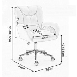 Abrihome Full Kd Velvet Fabric Material Adjustable Height Swivel Home Office Chair For Indoor Office With Gold Legs, Ivory - thumbnail 7