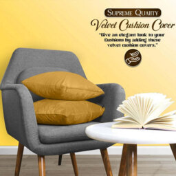 Ameha Ochre Plain Velvet Cushion Covers, 18X18 Inch, Pack Of 2, Breathable & Hypoallergenic With Hidden Zip Closure - thumbnail 2