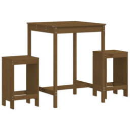 Berkfield 3 Piece Garden Bar Set Honey Brown Solid Wood Pine - thumbnail 2