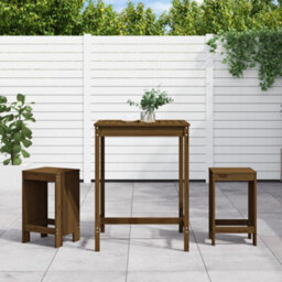 Berkfield 3 Piece Garden Bar Set Honey Brown Solid Wood Pine - thumbnail 1