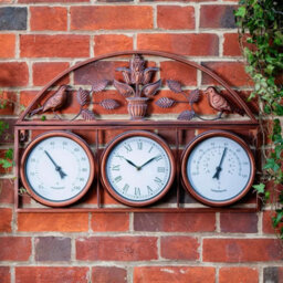 3-In-1 Copper Outdoor Weather Station Clock - thumbnail 4