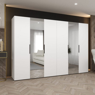 Arte White Marbella Ii Hinged Door Dual Wardrobe Set 300Cm - Bright, Spacious Storage With Mirrored Accents - image 1