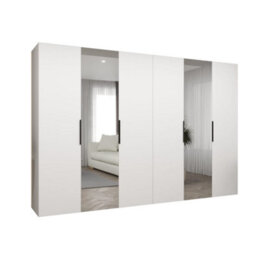 Arte White Marbella Ii Hinged Door Dual Wardrobe Set 300Cm - Bright, Spacious Storage With Mirrored Accents - thumbnail 2