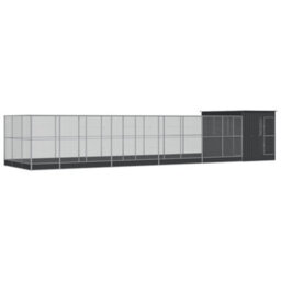 Walplus Silver & Anthracite Steel Aviary With Extension 1118X303X216 Cm - Bird Cage, Parrot Cage, Animal Enclosure - thumbnail 2