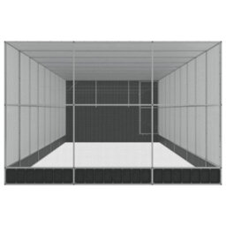 Walplus Silver & Anthracite Steel Aviary With Extension 1118X303X216 Cm - Bird Cage, Parrot Cage, Animal Enclosure - thumbnail 4
