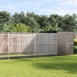Walplus Silver & Anthracite Steel Aviary With Extension 1118X303X216 Cm - Bird Cage, Parrot Cage, Animal Enclosure - thumbnail 1