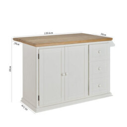Statement Furniture Shire Breakfast Bar White Kitchen Storage Trolley With Oak Top Extendable Rolling Kitchen Island - thumbnail 3