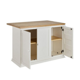 Statement Furniture Shire Breakfast Bar White Kitchen Storage Trolley With Oak Top Extendable Rolling Kitchen Island - thumbnail 6