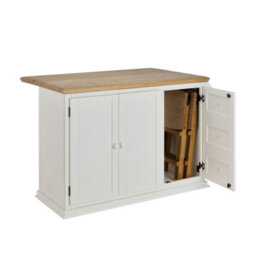 Statement Furniture Shire Breakfast Bar White Kitchen Storage Trolley With Oak Top Extendable Rolling Kitchen Island - thumbnail 8