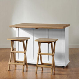 Statement Furniture Shire Breakfast Bar White Kitchen Storage Trolley With Oak Top Extendable Rolling Kitchen Island - thumbnail 9