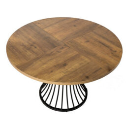 Levede Round Dining Table For 4-6 People 30mm Mdf Metal Base,kitchen,brown - thumbnail 3