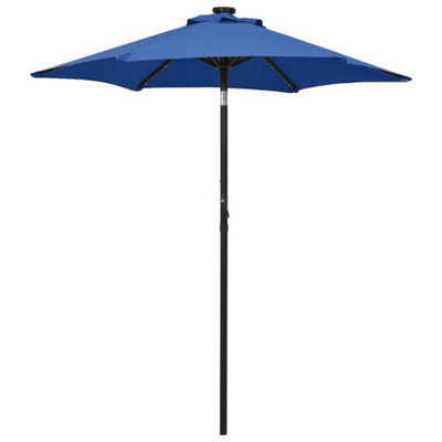 Berkfield Parasol With Led Lights Azure Blue 200X211 Cm Aluminium - image 1