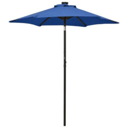 Berkfield Parasol With Led Lights Azure Blue 200X211 Cm Aluminium - thumbnail 1