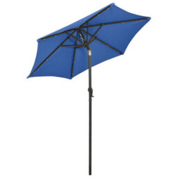 Berkfield Parasol With Led Lights Azure Blue 200X211 Cm Aluminium - thumbnail 4