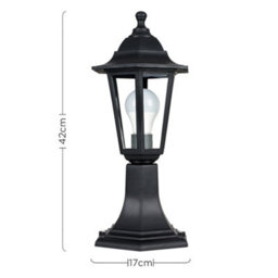 Valuelights Mayfair Black Ip44 Outdoor Garden Wired Lamp Post Lantern Light - thumbnail 5