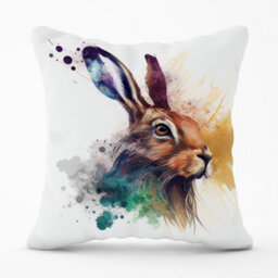 Warren Reed Designer Hare Close Up Splashart Cushions 45Cm X 45Cm - thumbnail 1