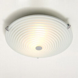 Luminosa Lighting Luminosa Roundel 2 Light Flush Ceiling Light Frosted White, Clear Patterned Glass With Chrome, E14 - thumbnail 2