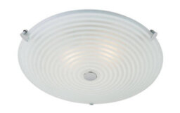 Luminosa Lighting Luminosa Roundel 2 Light Flush Ceiling Light Frosted White, Clear Patterned Glass With Chrome, E14 - thumbnail 1