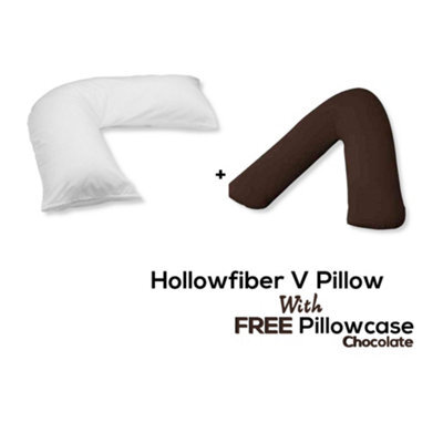 Chilimilii V Pillow With Free V Pillowcase Polycotton Cover Orthopedic Neck & Back Support Hollowfiber Filled Pillow