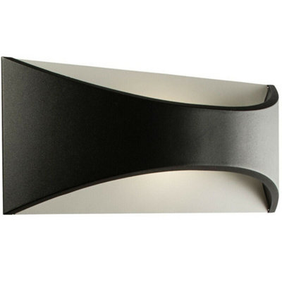Ip65 Outdoor Modern Curved Wall Light Black Texture Aluminium 12W Warm White Led - image 1