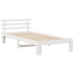 Berkfield Wooden Bed Frame White Wood Single Durable Wooden Bed Frame - thumbnail 2