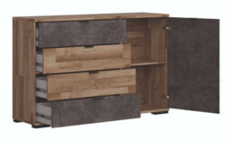 Impact Furniture Sideboard With Drawers Storage Dresser Cabinet Unit Light Oak Concrete Grey Modern Arica - thumbnail 3