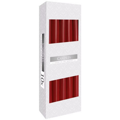 Pack Of 10 Burgundy Taper Candles Decorative Dinner Table Candles