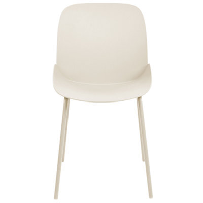 Beliani Set Of 2 Beige Plastic Dining Chairs - Deep Seat, Modern Contemporary Design For Dining Room - image 1