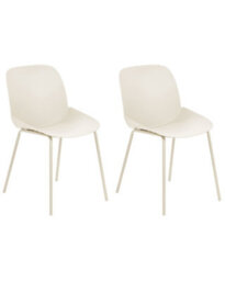 Beliani Set Of 2 Beige Plastic Dining Chairs - Deep Seat, Modern Contemporary Design For Dining Room - thumbnail 3