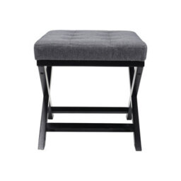 Darphe Classic Linen Buttoned Footstool With X-Shaped Legs - thumbnail 3