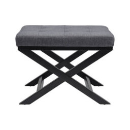 Darphe Classic Linen Buttoned Footstool With X-Shaped Legs - thumbnail 2