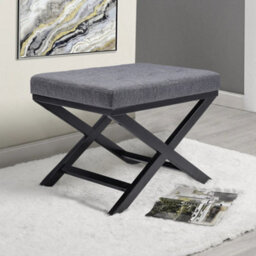 Darphe Classic Linen Buttoned Footstool With X-Shaped Legs
