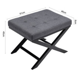 Darphe Classic Linen Buttoned Footstool With X-Shaped Legs - thumbnail 4