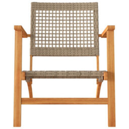 Berkfield Garden Chairs 2 Pcs Beige Poly Rattan And Acacia Wood - thumbnail 5