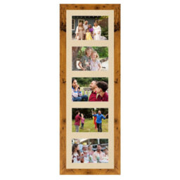AK Frames 26X8 Rustic Oak Modern Multi Photo Frame With Ivory Mount - Holds 5 Apertures (5X) 6X4 Photos - thumbnail 1