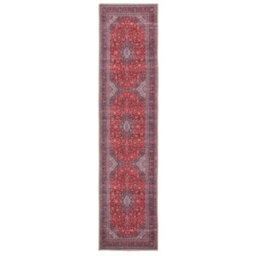 Loomed Red Navy Blue Persian Style Anti Slip Washable Runner Rug 80X300Cm - thumbnail 1