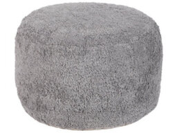 Beliani Grey Shaggy Cotton Pouffe 50 X 35 Cm - Handmade Boho Modern Decorative Seat - thumbnail 1