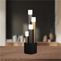 Loops 2 Pack Stylish Modern Black, Brown, And Gold Table Lamp For Indoor Home Decor - thumbnail 3