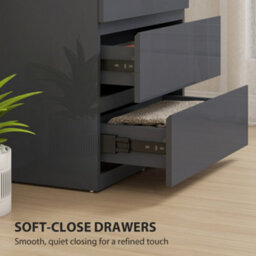 Homcom Bedroom Chest Of Drawers, High Gloss 4 Drawers Dresser, Grey - thumbnail 5