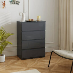 Homcom Bedroom Chest Of Drawers, High Gloss 4 Drawers Dresser, Grey - thumbnail 9