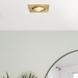Litecraft 2 Pack Satin Brass 1 Lamp Modern Ip65 Square Tiltable Bathroom Downlights - thumbnail 2