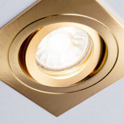 Litecraft 2 Pack Satin Brass 1 Lamp Modern Ip65 Square Tiltable Bathroom Downlights - thumbnail 5