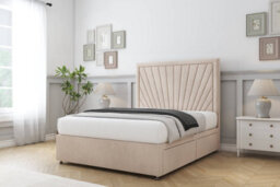 "Sloomy Somerset Sand Naples Divan Bed Base 2 Drawers Same Side With 26"" Strutted Headboard 6' Super King" - thumbnail 3