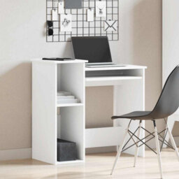 Berkfield Durable Desk With Shelves White 84X40X78 Cm Engineered Wood - thumbnail 3