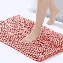 Camel Pink Anti-Slip Chenille Bath Mat 50X80Cm - Ultra-Soft & Absorbent