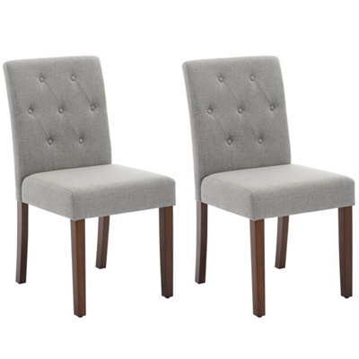 Grey Set Of 2 Upholstered Dining Chairs High Back Home - image 1