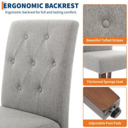 Grey Set Of 2 Upholstered Dining Chairs High Back Home - thumbnail 5