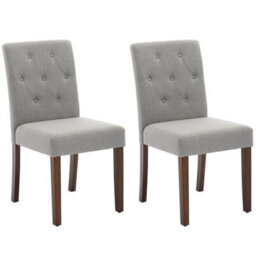 Grey Set Of 2 Upholstered Dining Chairs High Back Home - thumbnail 1