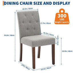 Grey Set Of 2 Upholstered Dining Chairs High Back Home - thumbnail 2
